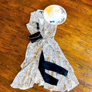 WHBM - 2 pc shirt dress layered over cami style slip dress